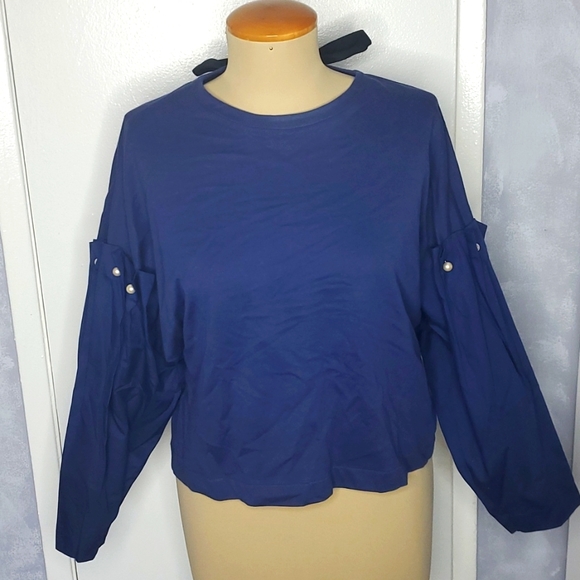 Zara Tops - Sweater with Pearl Sleeve detail